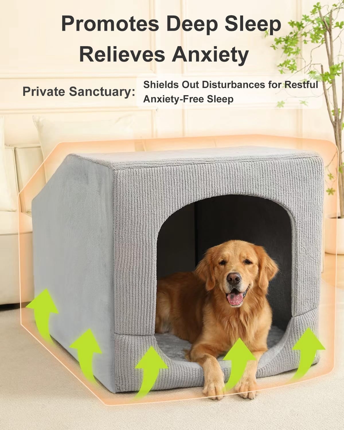 Indoor Dog House for Extra Large Medium Small Sized Dogs - Dog Tent with Washable Removable Cover, Pet Orthopedic Dog Cave Bed Egg-Crate Foam Cushion, Inside Dog House Large Space(XXL)