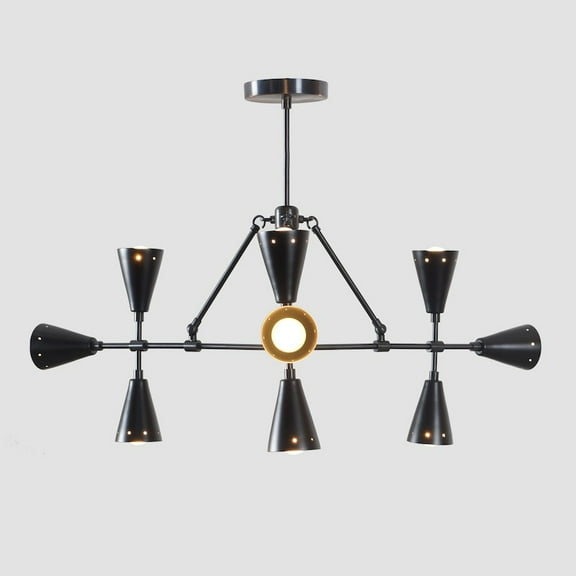 9 Arm Brass Sputnik Triangular Chandelier Light Fixture Mid Century Style Sputnik Pendant Ceiling Light