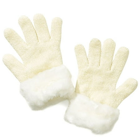 Chenille Gloves With Faux-Fur Trim