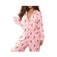 thumbnail image 3 of Sedceaty Female Nightwear, Floral Print Long Sleeve Hooded Jumpsuit Romper with Zipper for Fall Winter, S/M/L/XL, 3 of 9