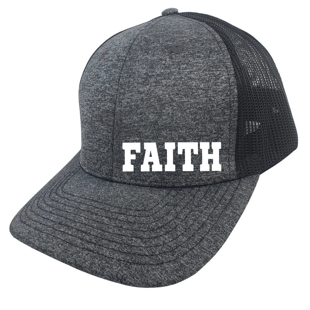 Men's Faith V662 Hat Salt N' Pepper Trucker Hat Cap One Size Black