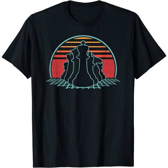 Chess Pieces Retro Vintage 80s Style Gift T-Shirt