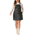 thumbnail image 2 of Agnes Orinda Plus Size Overall Dress for Women Vintage Plaid Printed Adjustable Straps Pinafore Dresses 2X Navy Blue, 2 of 6