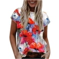 thumbnail image 2 of Puntoco Moda Casual Manga Corta Impreso O-Cuello Blusa Camiseta Suelta Señoras tops Puntoco Puntoco-4873, 2 of 3