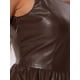 thumbnail image 5 of Vestido de tanque INSPIRE CHIC para mujer, sin mangas de cuero sintético, vestido mini en línea A, color marrón, 5 of 6