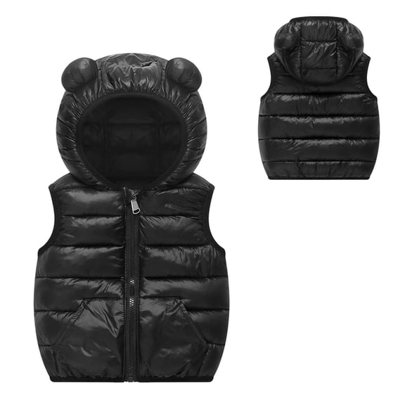 Kids Girls Boys Puffer Vest Kids Boys Girls Winter Vest Bear Ear Cute Jackets Sleeveless Lightweight Puffer Jacket Warm Outerwear for Little Girls 3-4 Years