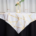 thumbnail image 6 of BalsaCircle 54" x 54" White Gold Metallic Geometric Design Square Polyester Table Overlay Tablecloths, 6 of 8