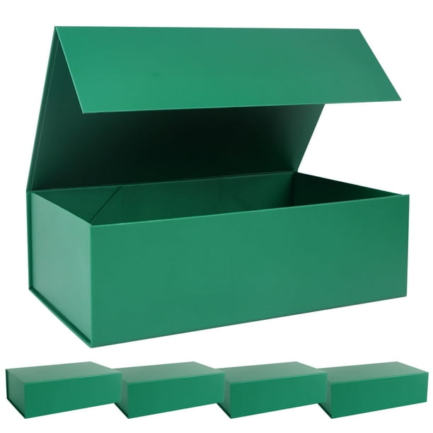 Caja de regalo LFBOX con tapa magnética verde de 35 x 21 x 11 cm, paquete de 5