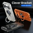 thumbnail image 3 of Magnetic For iPhone 17 Phone Case,Built-in Anti-Peep Screen Protector,with Retractable Ring Kickstand,Compatible with Mag-Safe,2-in-1 Heavy Duty Shockproof Anti-Scratch Phone Case,Orange, 3 of 6