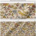 thumbnail image 2 of Soimoi Pink Cotton Voile Fabric Artistic Bird & Floral Print Fabric by the Yard 56 Inch Wide, 2 of 7