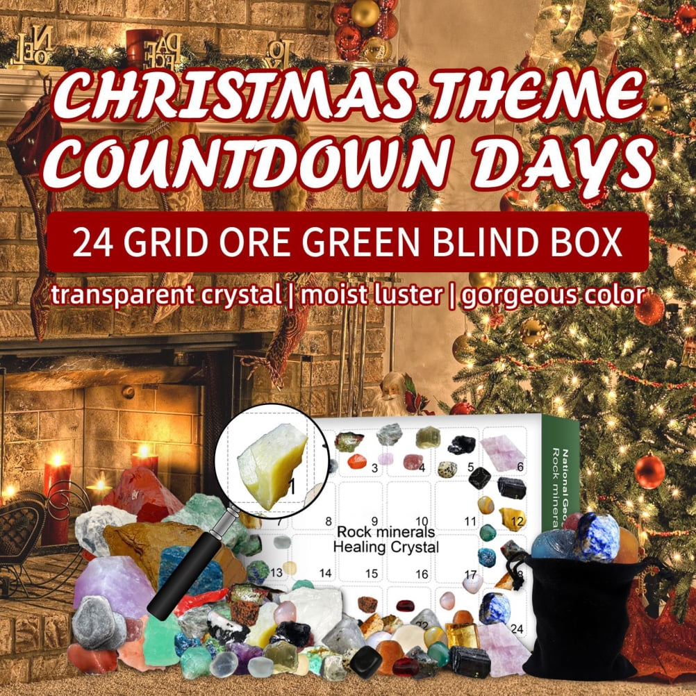 24 Pcs Ore Blind Box Crystal Calendrier de l'Avent 24 Jours Compte