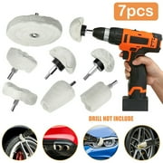 HiMiss 7Pcs Car Polishing Buffing Pads Polisher Aluminum Alloy Stainless Steel Mop Wheel Drill Kit