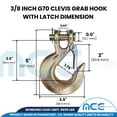 thumbnail image 4 of 6 Pack Heavy Duty G70 3/8" Clevis Slip Hook w/ Safety Latch Flatbed Truck Trailer Transport Tow Chain Hook 6600 lbs WLL, 4 of 8