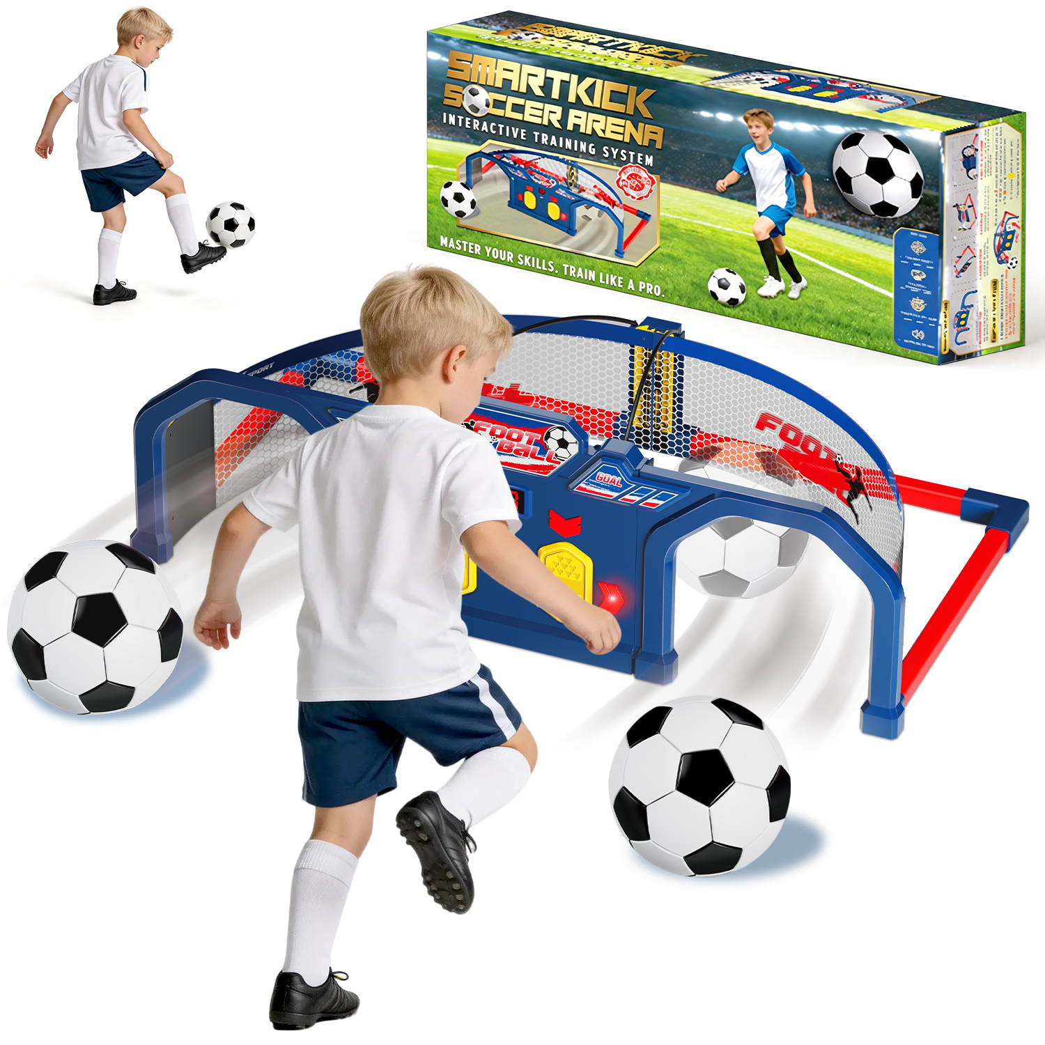 Chuvikid Soccer Trainer Ball Set,Soccer Roundabout Sport Games with PU Ball,Music & 3 Modes Auto-Scoring,Indoor & Outside Soccer Toys Gifts for Boys Girls Ages 6-12