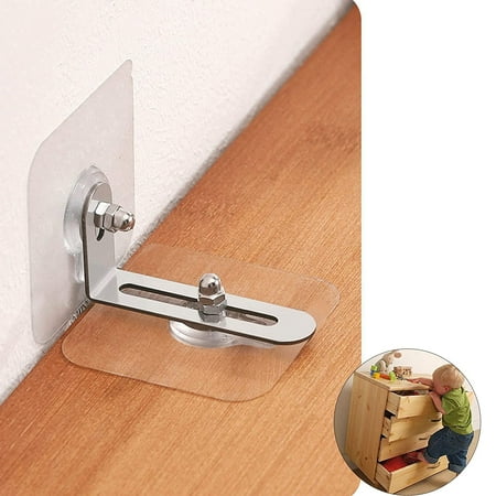 12 Pairs Adhesive Furniture Wall Anchors No Drill, Furniture Anchors for Baby Proofing Adjustable Wall Anchors for Furniture, Dresser Anchors Prevent Bookcase Shelves Falling