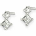 thumbnail image 2 of Sterling Silver Two Square Cz Post Earrings (7.9 X 5.1) Made In India qe16176, 2 of 7