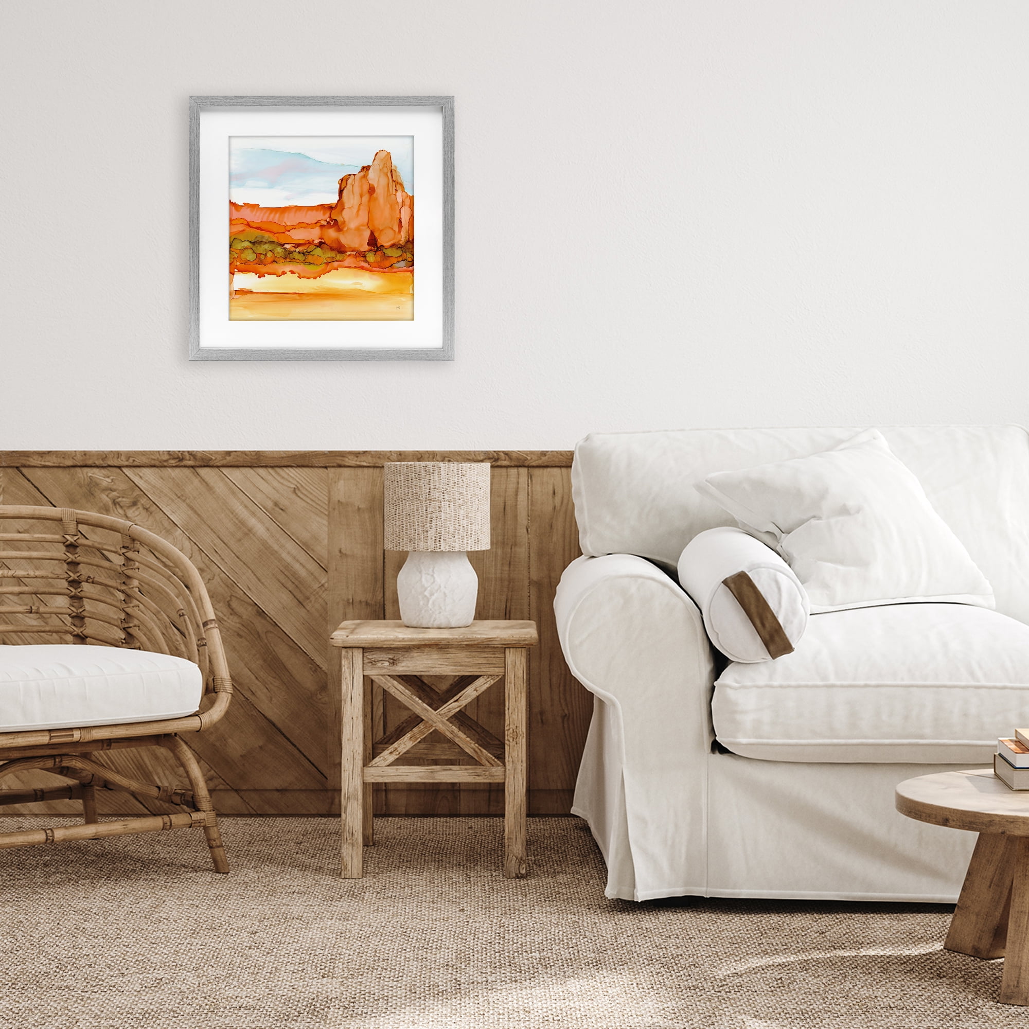 Stupell Industries Earthy Desertscape Illusion Gray Framed Print Under Glass, design by Chris Paschke