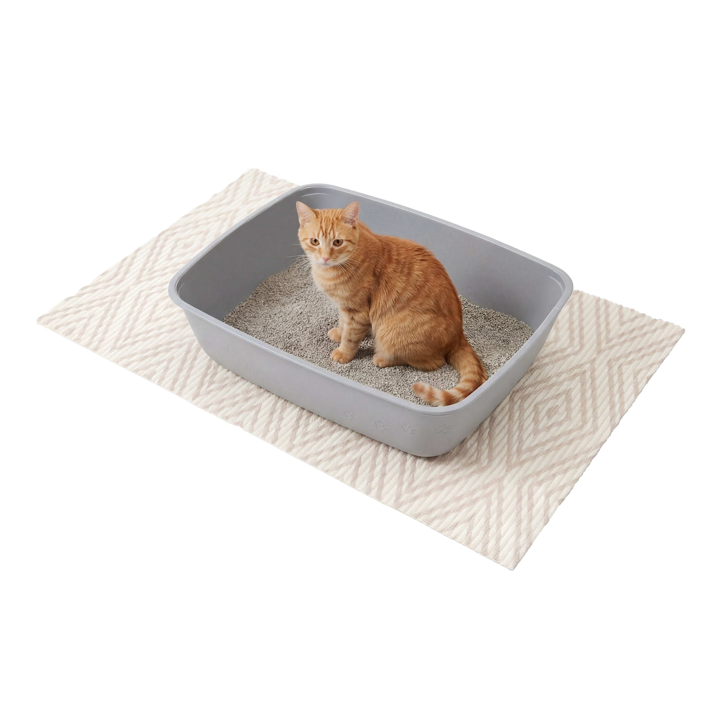Kitty City Large Water Resistant Cat Litter Foam Mat, Tan Diamond Print, 35 x 23"
