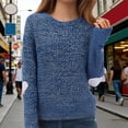 thumbnail image 2 of Womens Valentines Sweaters Solid Color Crewneck Knit Sweater Heart Elbow Patches Long Sleeve Soft Pullover Jumper Top Fall Winter Blue L, 2 of 9