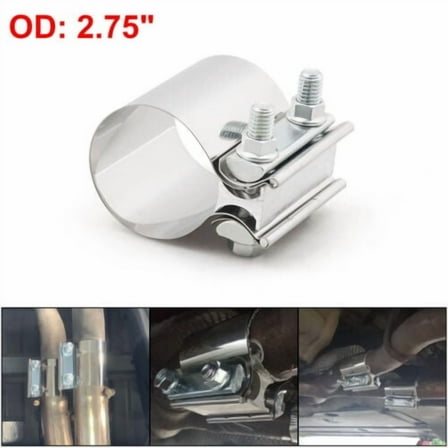 2.75" 70mm Stainless Steel Butt Joint Band Exhaust OD Pipe Clamp Sleeve Coupler