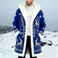 thumbnail image 2 of Mens Christmas Suit Christmas Men's Long Cardigan Hoodies Women White Trim Warm Santa Claus Xmas Hooded Coat with Pocket Blue XXXXL, 2 of 4