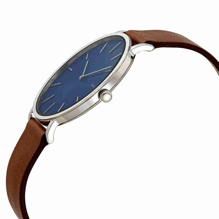 Men Watch CRITERIUM Blue Dial Brown Leather Strap 223G164