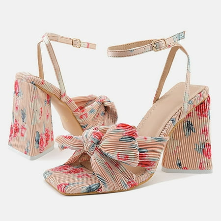 

NECHOLOGY Shoes Womens Go Walk Sandals New Women s High Heel Thick Heel Bowknot Silk Retro Fairy Sneaker Sandals for Women Wedge Watermelon Red 7