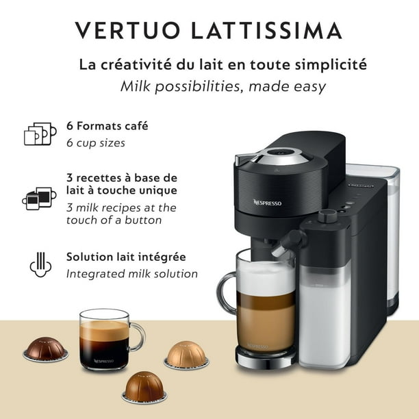 Nespresso Vertuo Lattissima Coffee and Espresso Machine by De