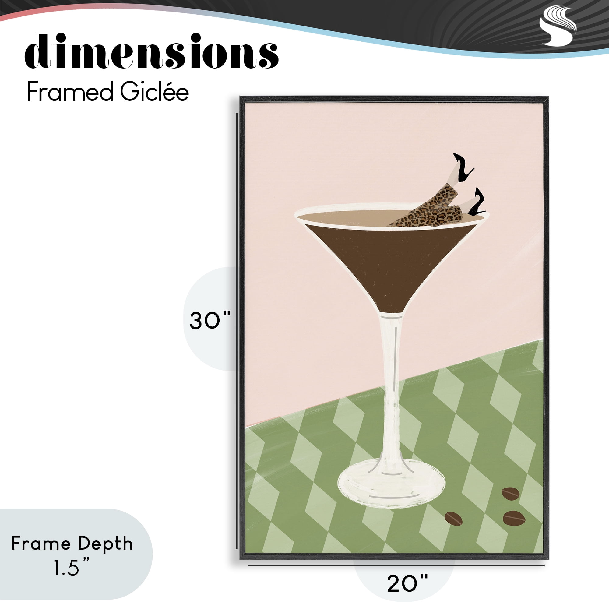 Stupell Industries Glam Martini Splash Black Framed Giclee Art, design by Emily Navas