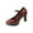 Wine, variant on Quaouag Women's Closed Toe Ankle Buckle Strap Chunky Block Heel Mary Jane Shoes Vintage Round Toe Mary Jane Dress Pumps