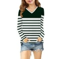 thumbnail image 5 of WRKEKC Girls Long Sleeve Tees Casual Eye-Catching Fashion Striped Print V Neck Soft Stretchy Comfortable Slim Fit Blouses for Spring Summer 3-14 Years, 5 of 8