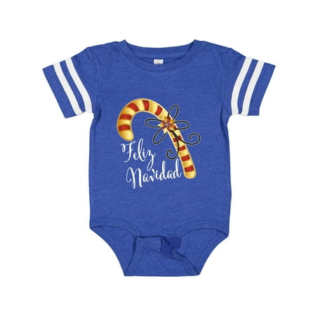 

Inktastic Feliz Navidad Red and Gold Candy Cane Gift Baby Boy or Baby Girl Bodysuit