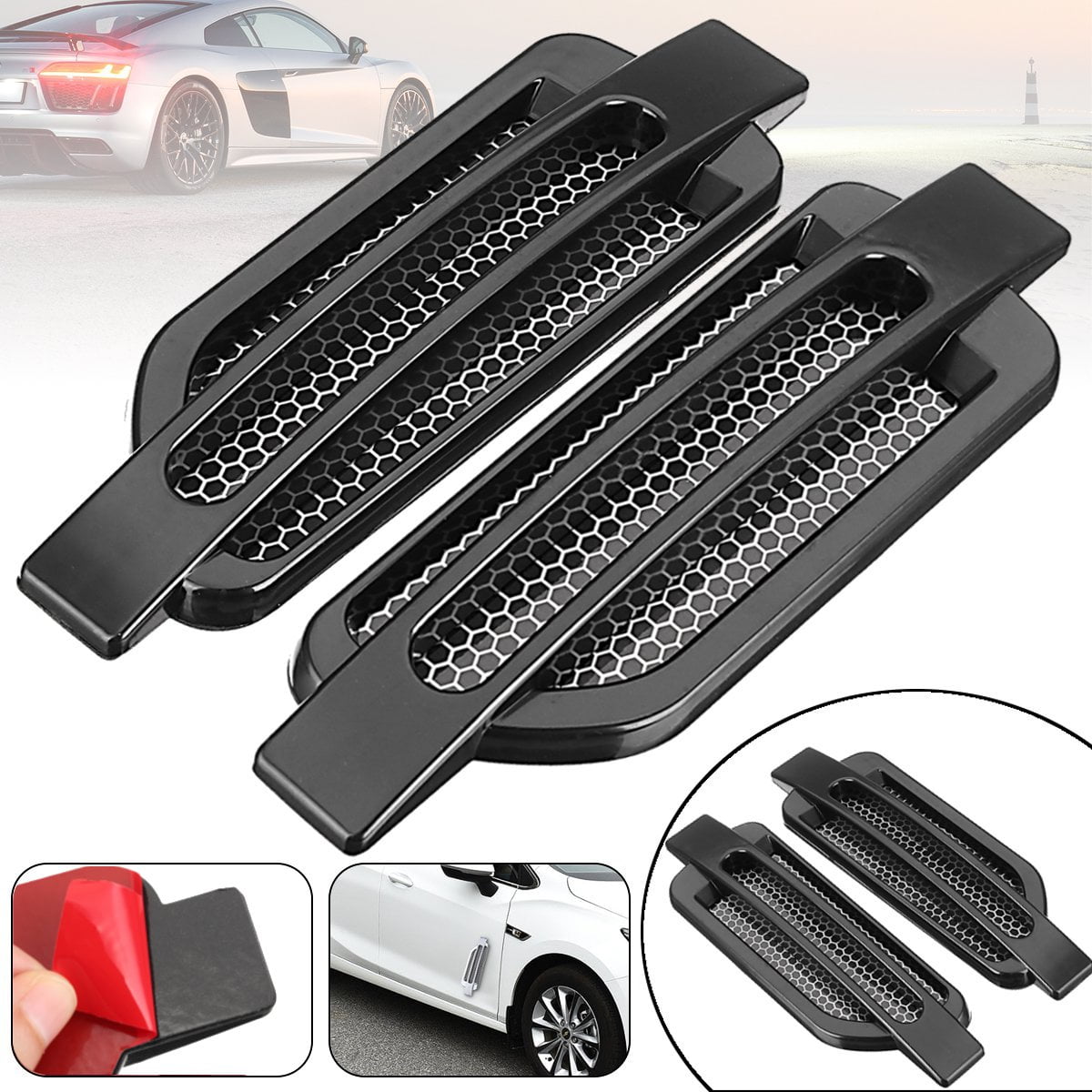 Car Vent Fender Hole Cover Side Air Flow Intake Grille Duct Decoration Sticker S