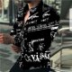 thumbnail image 1 of Camisas hawaianas de manga larga para hombre, camisas de moda con letras, blusas Lepal blancas y negras, blusas de playa, camisas de un solo pecho Voion, 1 of 6