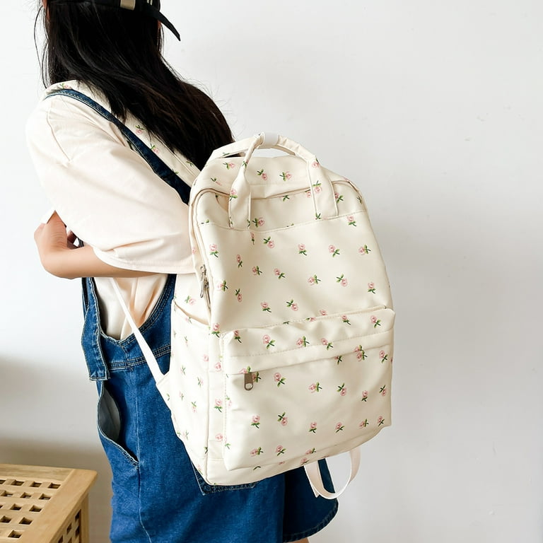 YUANHUILI Fashion Floral Backpack Large Capacity Student Shoulder School Bag A
