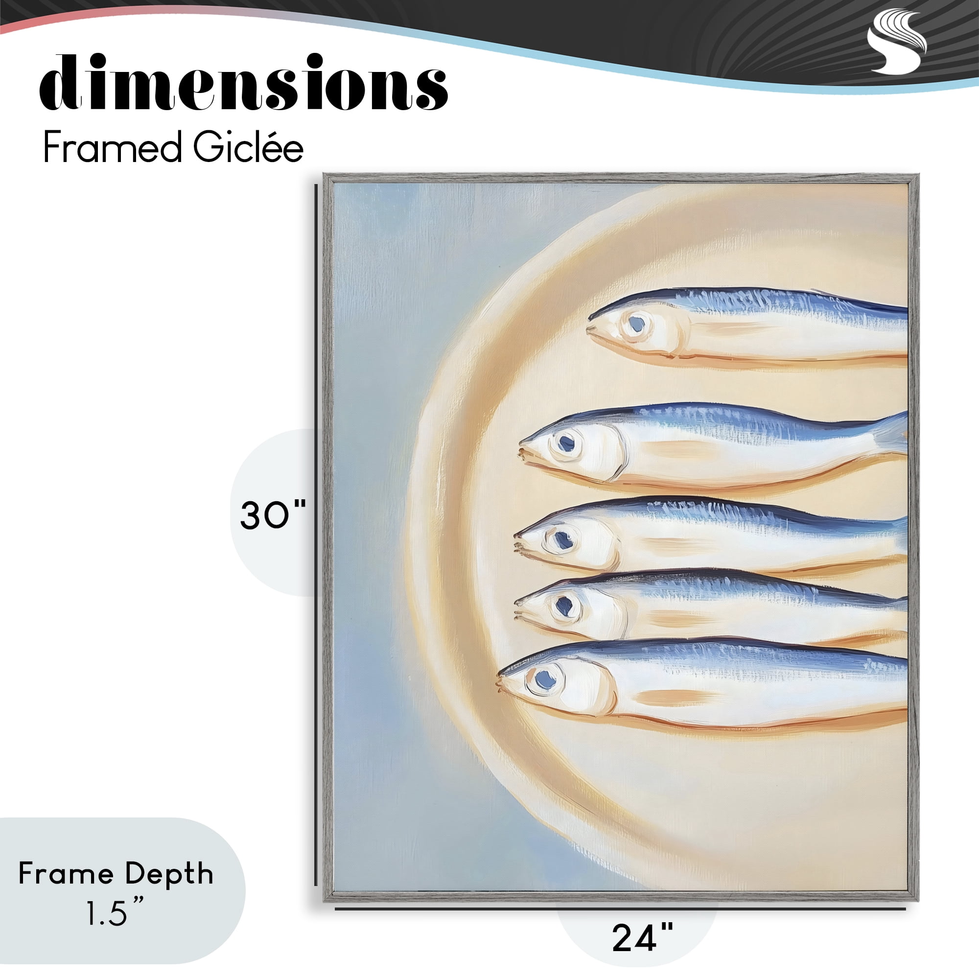 Stupell Industries Plate of Sardines Gray Framed Giclee Art, design by The Prints Vibe
