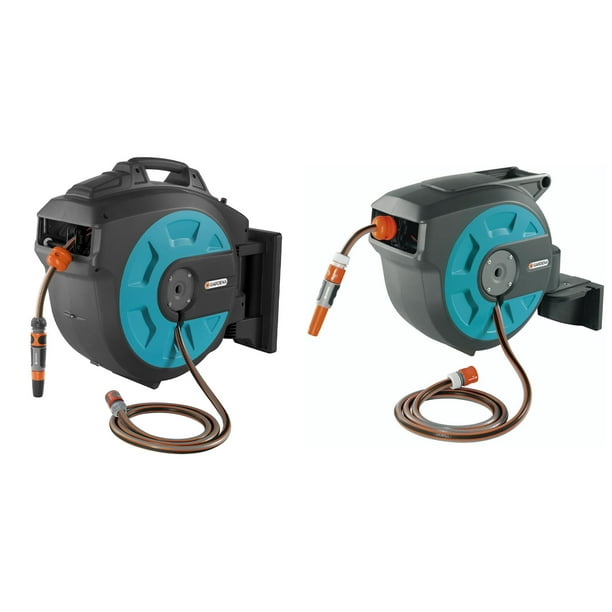 Gardena Comfort 82 and 50 Foot Wall Mounted Retractable Swivel Hose Reel  Boxes 