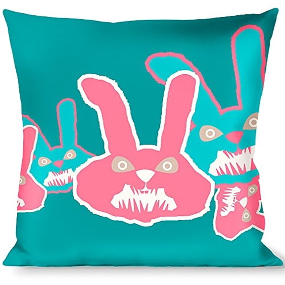 Buckle-Down Throw Pillow - Angry Bunnies Turquoise Pinks