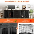 thumbnail image 5 of Wiilayok 94.5" Dog Crate Furniture for 2 Large Medium Dogs, Wooden Dog Kennel TV Stand with 3 Storage Drawers, 4 Bowls & Locks, Black Brown Indoor Dog House, 5 of 9