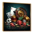 thumbnail image 2 of Designart "Casino Poker and Gambling Icons II" Architecture Framed Wall Art - Green Casinos / Race Tracks Hallway Framed Wall Art Decor, 2 of 6
