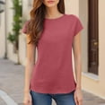 thumbnail image 2 of Endives Women's Short Sleeve T-Shirts Casual Solid Color Tops Basic Loose Crew Neck Pullover Tee, 2 of 8
