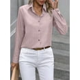 thumbnail image 5 of Button Down Shirts for Women Long Sleeve Blouse Shirts Casual Solid Office Work Tunic Top Pink XXL, 5 of 7