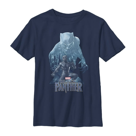 Boy's Marvel Black Panther 2018 Wakanda Silhouette  Graphic Tee Navy Blue X Large