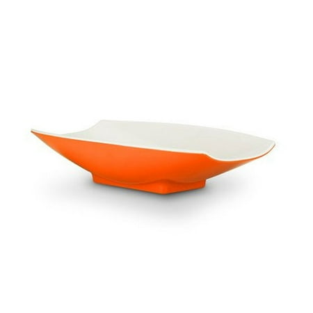 - 12 x 6 3/4 x 2 3/4 Melamine Curves Bowl Orange Outside / White Inside, Case Of 9
