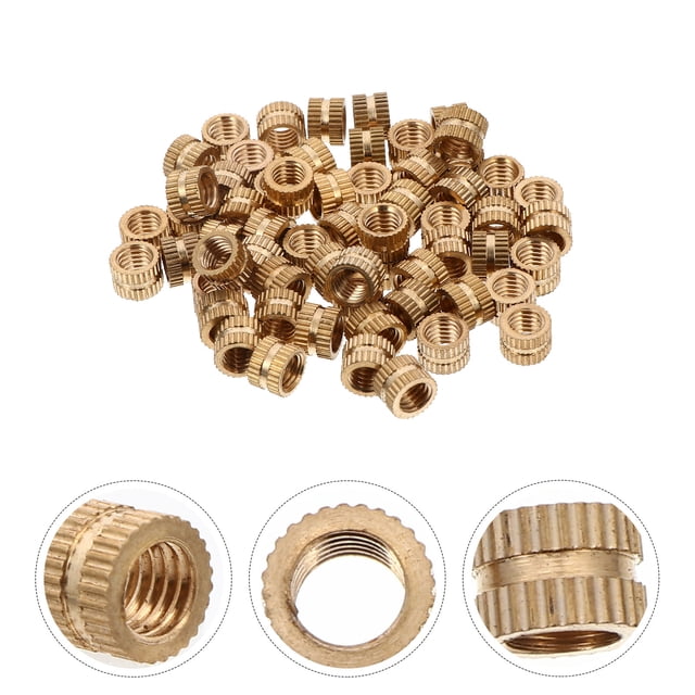 Mobutofu 60Pcs Copper Knurled Nut Threaded Embedment Nut for Home Injection Molding Applications