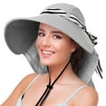 thumbnail image 1 of Sombrero de Sol para Mujer con Solapa para el Cuello, Ala Ancha, Protección UV UPF 50+, Gorra de Pesca Plegable con 2 Cintas Reemplazables de Solaris, 1 of 8