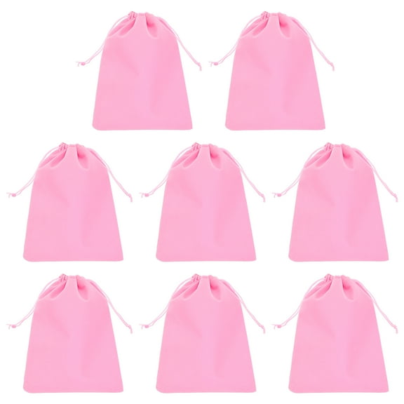 Uxcell Velvet Gift Bags 8Pcs 6 x 8" Velvet Drawstring Jewelry Bags for Wedding Party Pink