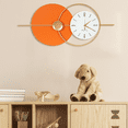 thumbnail image 4 of Large 31.5 Inch Wall Clock Modern Geometric Design Metal & Glass Clock Gold and Orange Quartz Clock for Living Room, 4 of 7