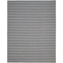 SAFAVIEH Montauk Randall Geometric Striped Cotton Area Rug, Ivory/Navy, 8' x 10'