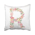 thumbnail image 1 of BSDHOME Floral Watercolor Flower Alphabet Letter R Drop Cap Monogram Drop Cap Floral Floral Pillowcase Cover 16x16 inch, 1 of 1